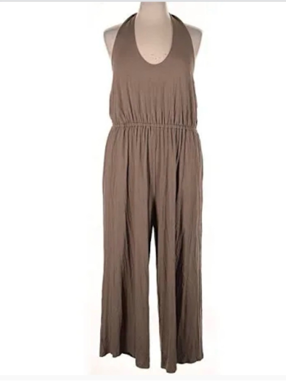 Old Navy Taupe Halter Wide-Leg Jumpsuit